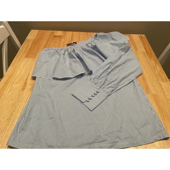 Loft, Blue/White Womens, One Shoulder Blouse $22, Size M, B51 - Picture 10 of 10